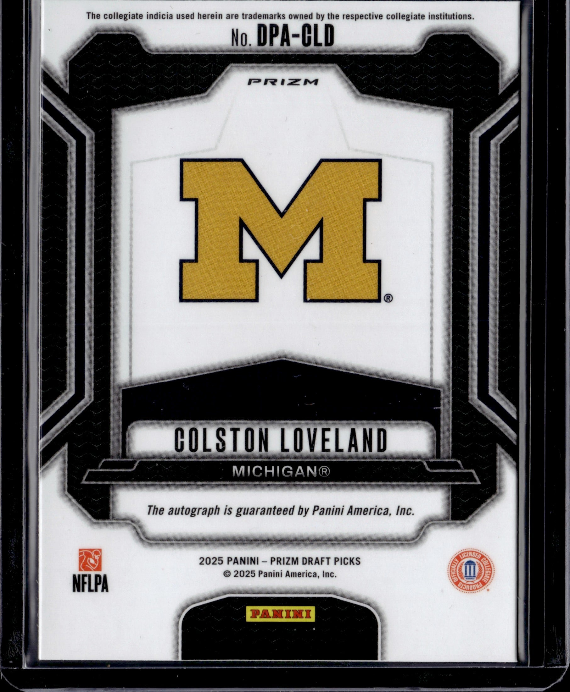 2025 Panini Prizm Draft Picks Colston Loveland #DPA-CLD Green Auto RC