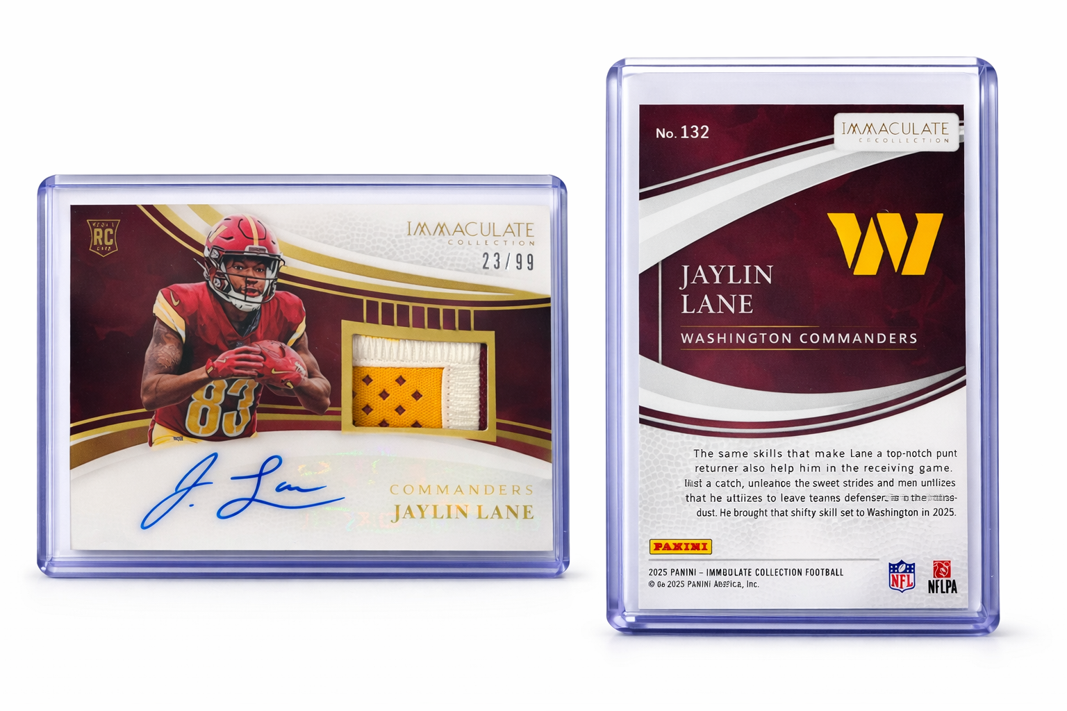 2025 Panini Immaculate Collection Football – Jaylin Lane Rookie Patch Auto /99 | Washington Commanders