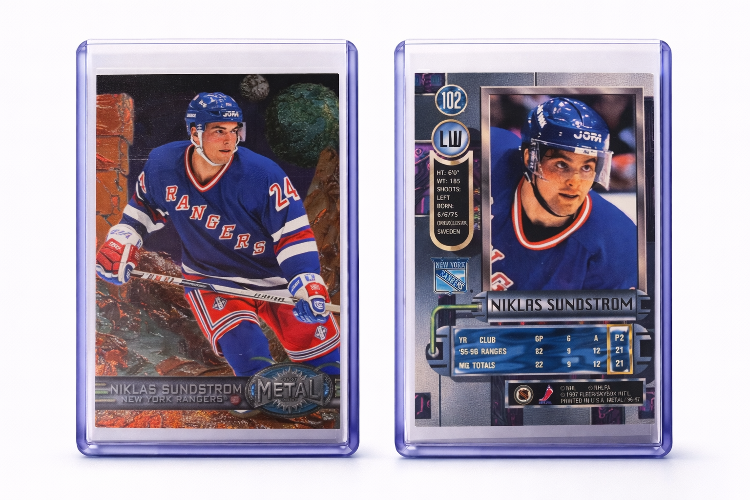 1996-97 Fleer Metal Universe Hockey – Niklas Sundstrom Rookie | New York Rangers