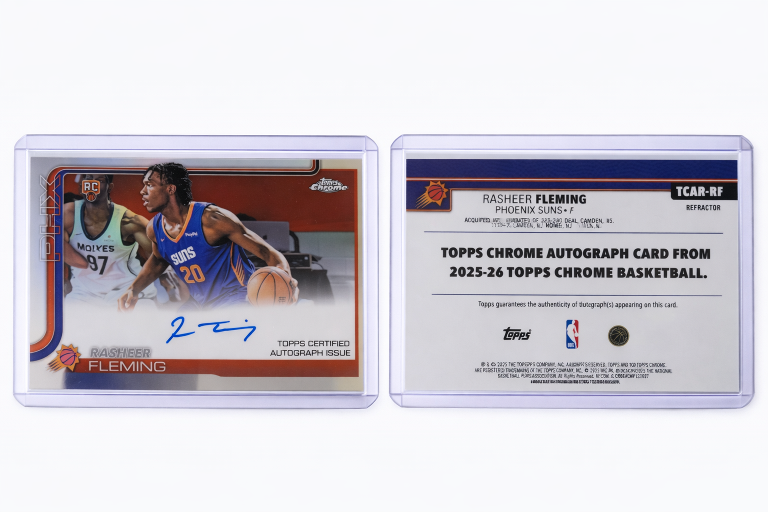 2025-26 Topps Chrome Basketball Rasheer Fleming Base Autograph Refractor Rookie Card #TCAR-RF