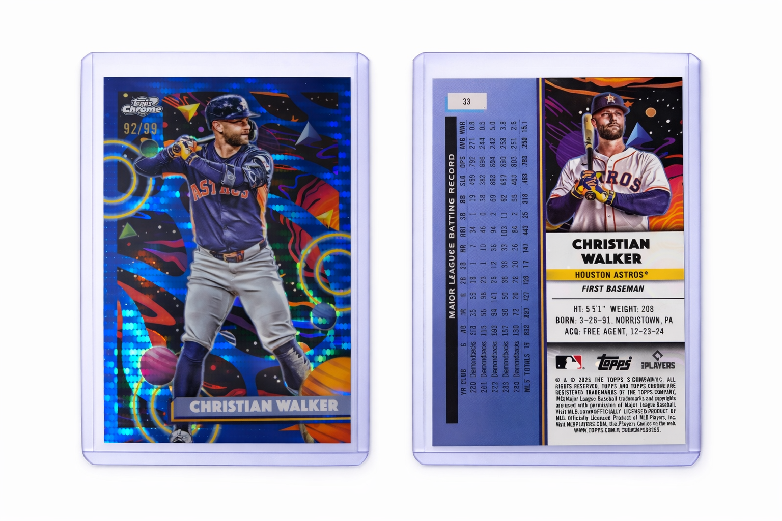 2025 Topps Cosmic Chrome Baseball Christian Walker Blue Moon Refractor #33 — 92/99