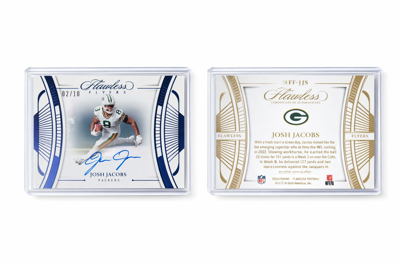 2024 Panini Flawless Football Josh Jacobs Flawless Flyers Auto #FF-JJS — 02/10
