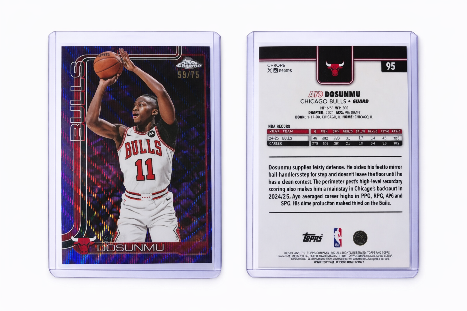 2025-26 Topps Chrome Basketball Ayo Dosunmu Purple Refractor #95 — 59/75