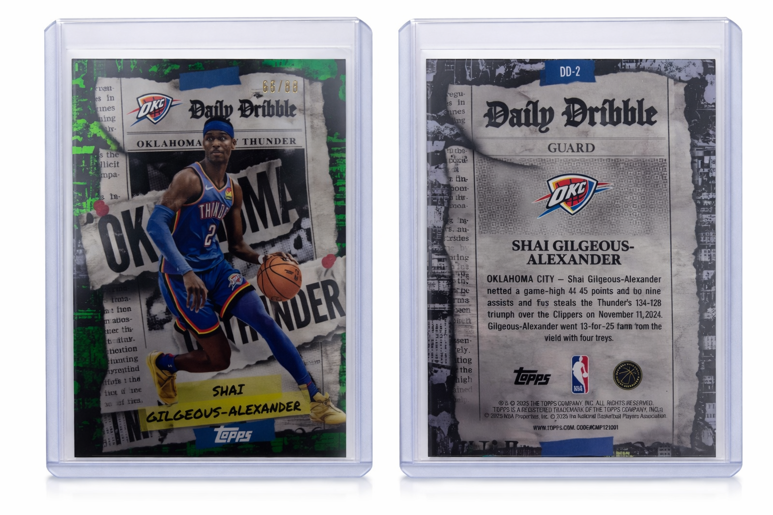 Shai Gilgeous-Alexander 2025 Topps Daily Dribble Green /88 Oklahoma City Thunder #DD-2 #66/88