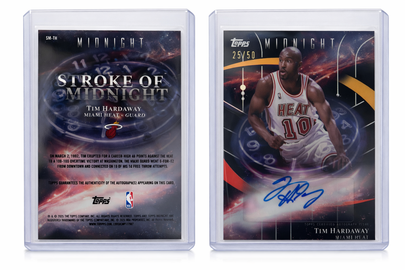 Tim Hardaway 2025 Topps Midnight Stroke of Midnight Auto /50 Miami Heat #SM-TH #25/50