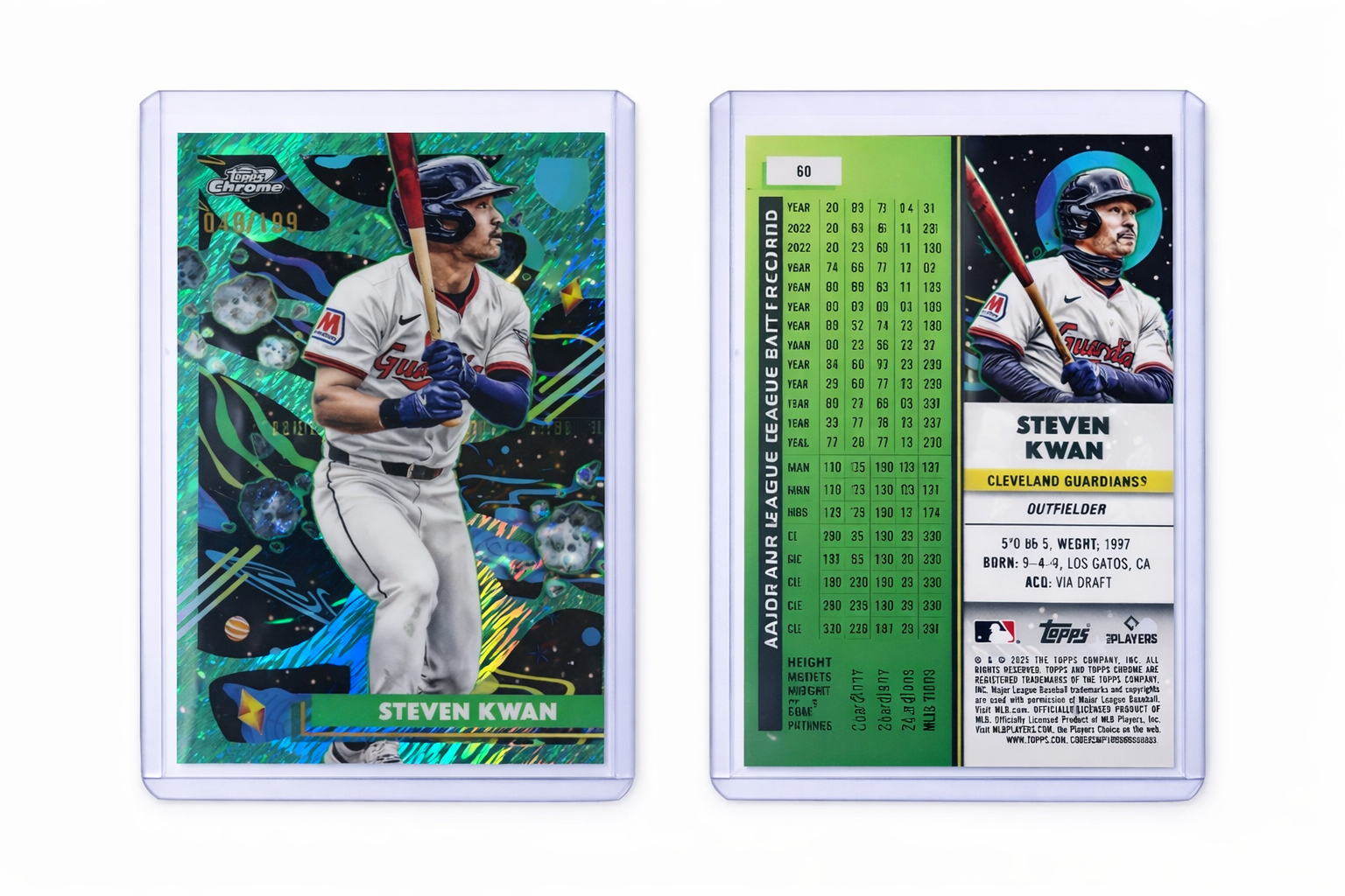 2025 Topps Cosmic Chrome Baseball Steven Kwan Blue Moon Refractor #60 — 040/99