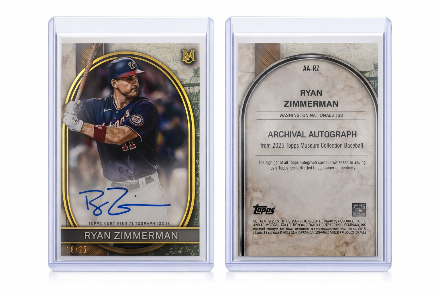 Ryan Zimmerman 2025 Topps Museum Collection Archival Autograph /25 Washington Nationals #AA-RZ #18/25 (Copy)