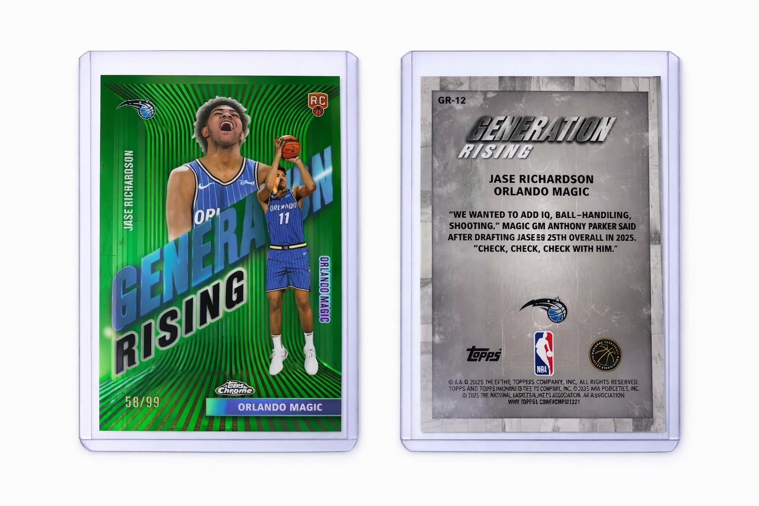 2025-26 Topps Chrome Basketball Jase Richardson Generation Rising Green Refractor #GR-12 — 58/99